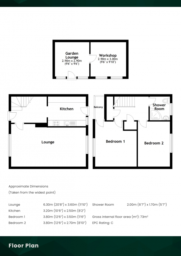 Floor Plan for 2 Bedroom Terraced House for Sale in Lady Nina Square, Coaltown, Glenrothes, Fife, KY7 6HN, KY7, 6HN - Offers Over &pound120,000