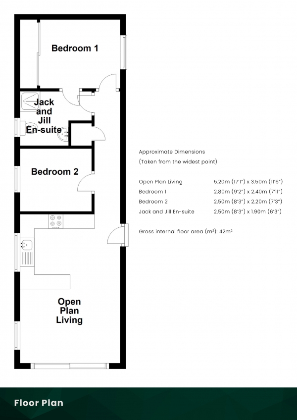 Floor Plan Image for 2 Bedroom Park Home for Sale in Loch Ness Highland Lodges, Invermoriston, Inverness, Highland, IV63 7YE