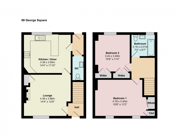 Floor Plan Image for 2 Bedroom Terraced House for Sale in George Square, Inverurie, Aberdeenshire, AB51 3YA