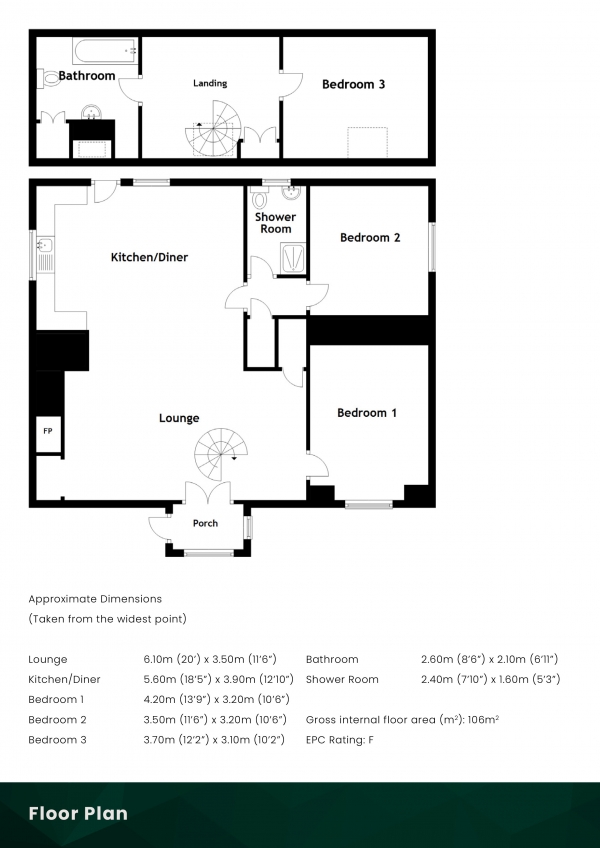 Floor Plan for 3 Bedroom Detached House for Sale in 112 West Helmsdale, Helmsdale, Highland, KW8 6HH, KW8, 6HH - Offers Over &pound220,000