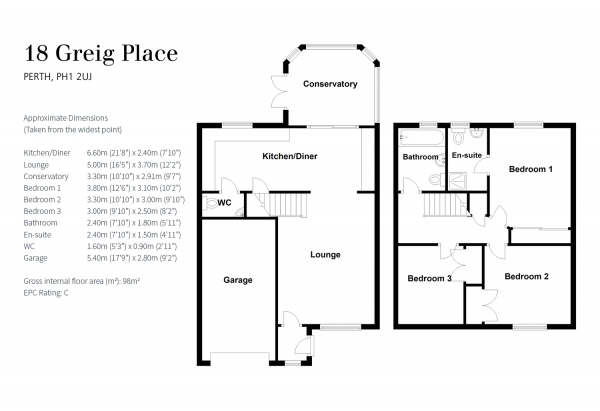Floor Plan for 3 Bedroom Semi-Detached House for Sale in Greig Place, Perth, PH1 2UJ, PH1, 2UJ - Offers Over &pound250,000