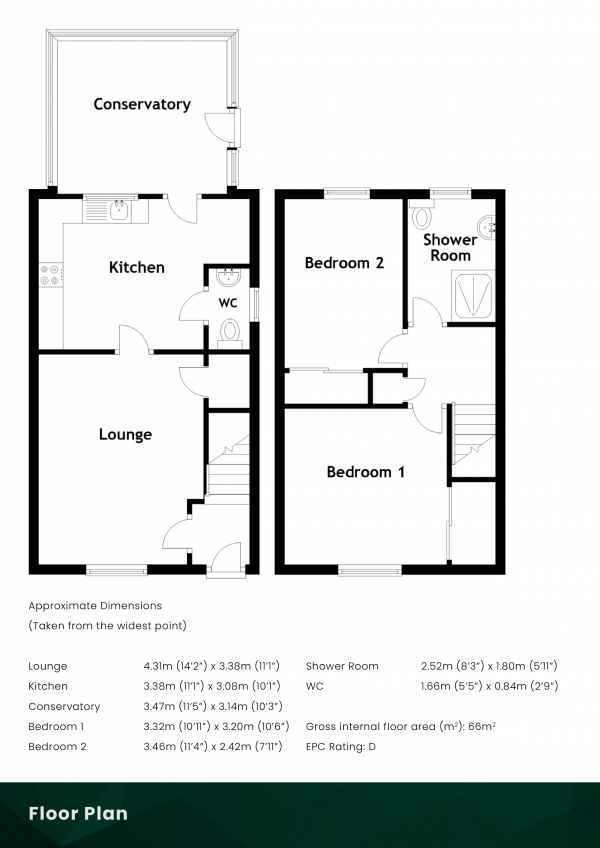 Floor Plan Image for 2 Bedroom Semi-Detached House for Sale in New Flockhouse, Lochore, Lochgelly, Fife, KY5 8HL