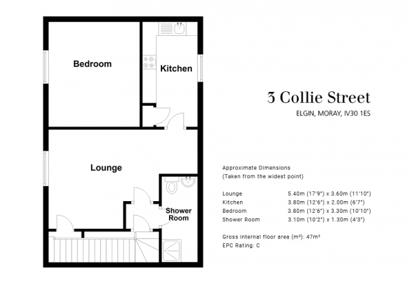 Floor Plan Image for 1 Bedroom Flat for Sale in Collie Street, Elgin, Moray, IV30 1ES