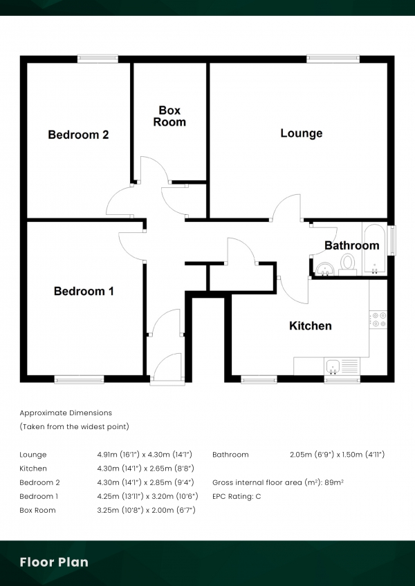 Floor Plan Image for 2 Bedroom Flat for Sale in Townhill Road, Dunfermline, Fife, KY12 0JG