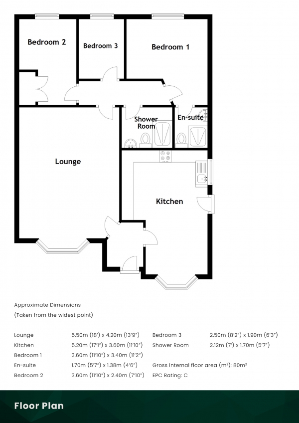 Floor Plan Image for 3 Bedroom Bungalow for Sale in Kenneth Court, Kennoway, Leven, KY8 5SP