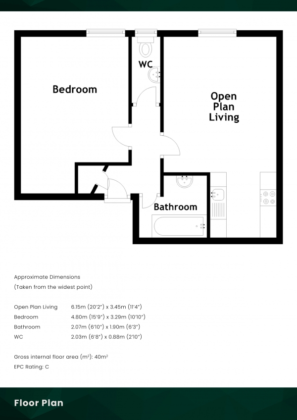 Floor Plan Image for 1 Bedroom Flat for Sale in Logie Green Road, Canonmills, Edinburgh, EH7 4HB