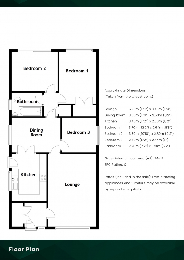 Floor Plan Image for 3 Bedroom Bungalow for Sale in Millersneuk Crescent, Millerston, Glasgow, G33 6PH