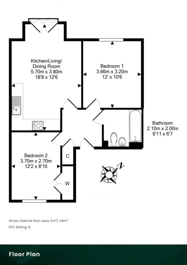 Floor Plan Image for 2 Bedroom Flat for Sale in Pringle Drive, Edinburgh, EH16 4XB