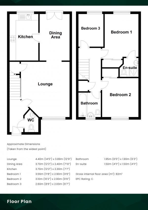 Floor Plan Image for 3 Bedroom Terraced House for Sale in Carntyne Grove, Glasgow, G32 6LZ