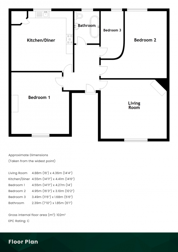 Floor Plan Image for 3 Bedroom Flat for Sale in Gayfield Square, New Town, Edinburgh, EH1 3NT