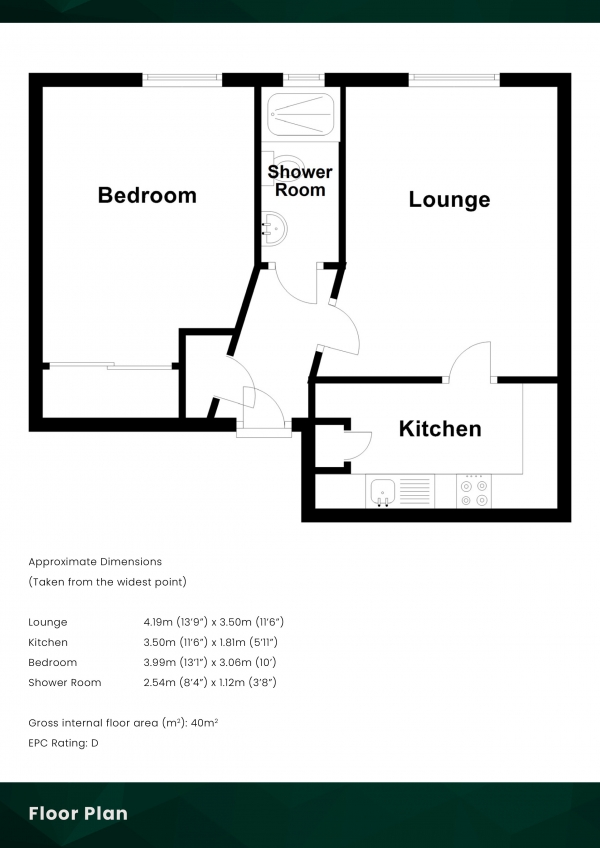 Floor Plan for 1 Bedroom Flat for Sale in Lochend Road North, Musselburgh, East Lothian, EH21 6BG, EH21, 6BG - Offers Over &pound125,000