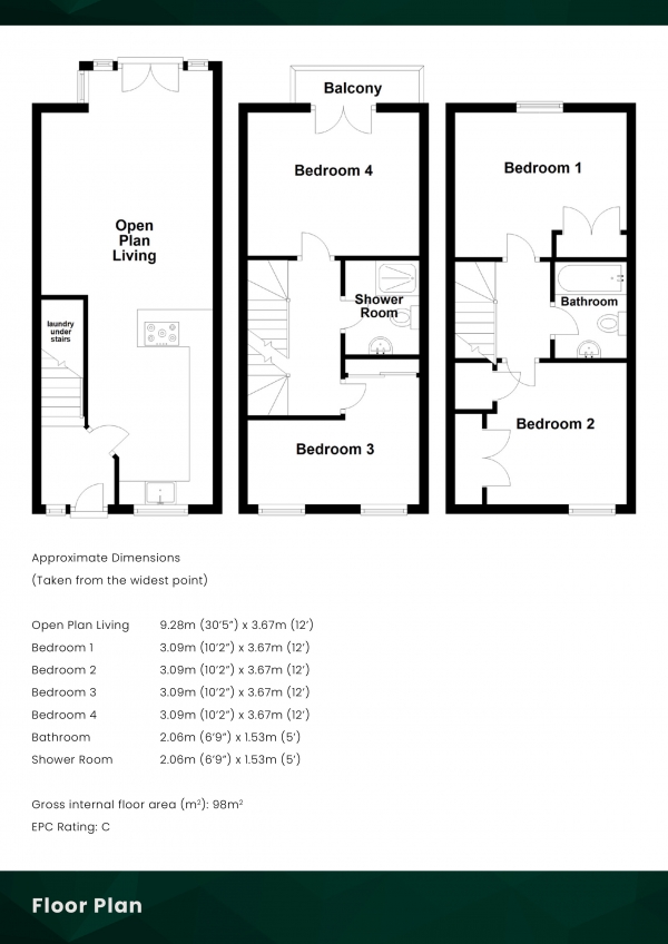 Floor Plan Image for 4 Bedroom Terraced House for Sale in Springfield Street, Leith, Edinburgh, EH6 5EF