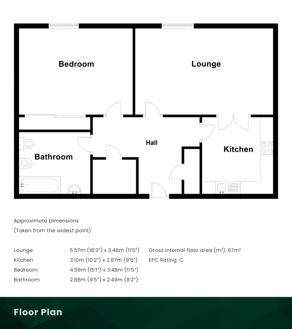 Floor Plan Image for 1 Bedroom Flat for Sale in Commercial Street, The Shore, Edinburgh, EH6 6LT