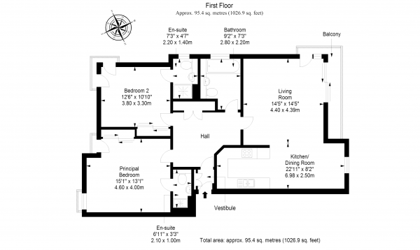 Floor Plan Image for 2 Bedroom Flat for Sale in Pinegrove Gardens, Barnton, Edinburgh, EH4 8DA