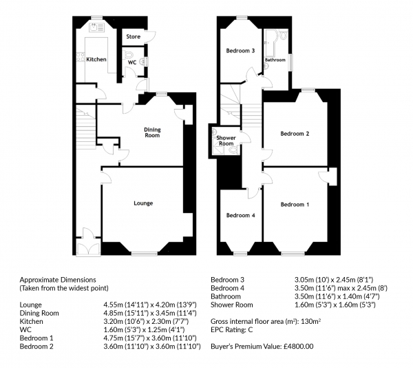 Floor Plan Image for 4 Bedroom Terraced House for Sale in Kilmailing Road, Cathcart, Glasgow, G44 5UJ