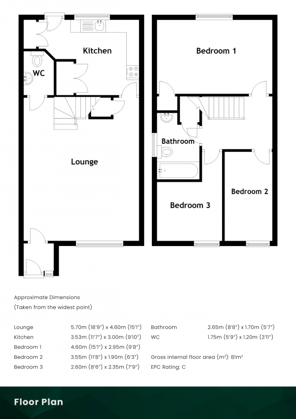 Floor Plan Image for 3 Bedroom Semi-Detached House for Sale in India Drive, Inchinnan, Renfrew, Renfrewshire, PA4 9LE