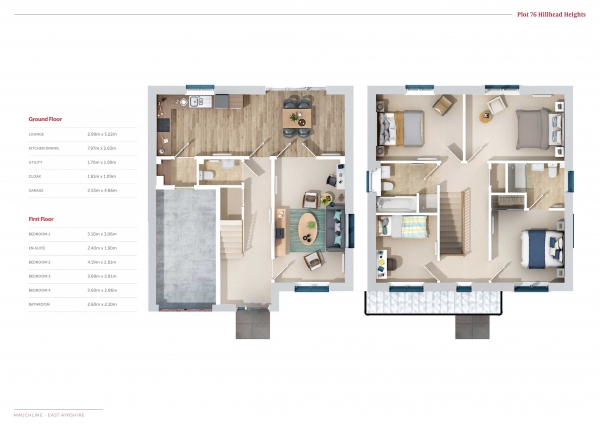 Floor Plan for 4 Bedroom Detached House for Sale in Hillhead Heights, Mauchline, East Ayrshire, KA5 5TT, KA5, 5TT - Offers Over &pound279,995