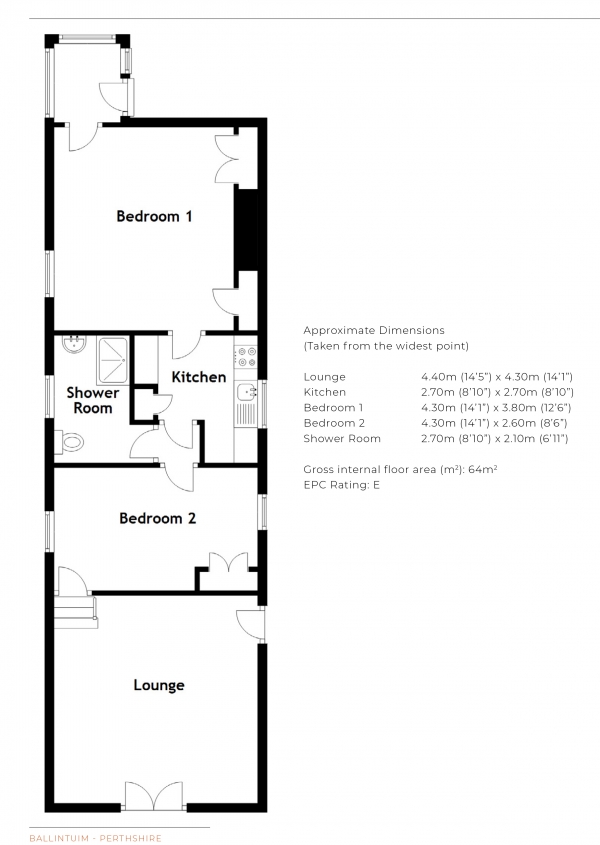 Floor Plan Image for 2 Bedroom Cottage for Sale in Ballintuim, Blairgowrie, Perthshire, PH10 7NJ