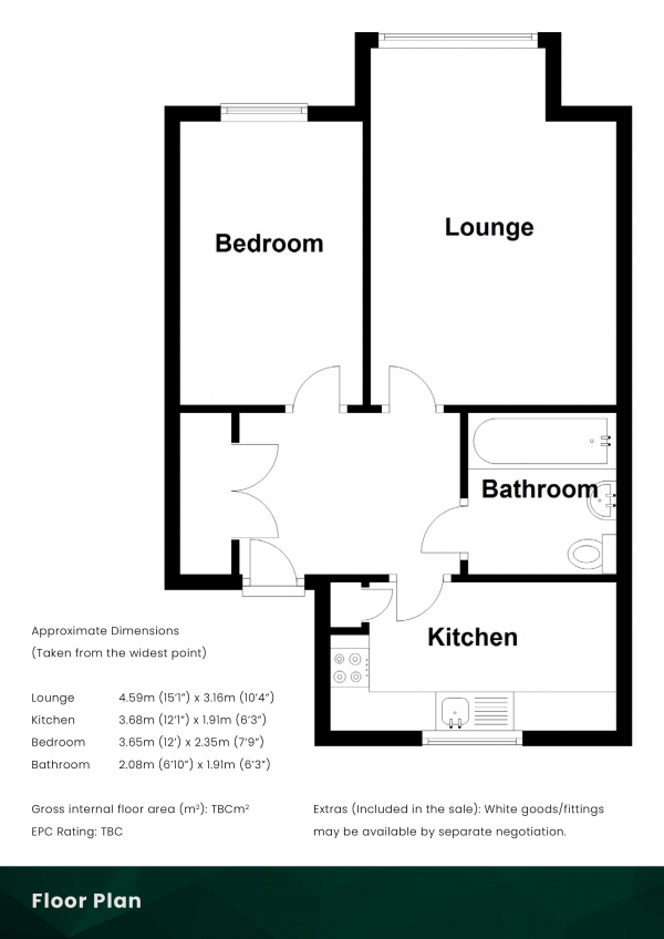 Floor Plan Image for 1 Bedroom Flat for Sale in Pringle Drive, Edinburgh, EH16 4XB