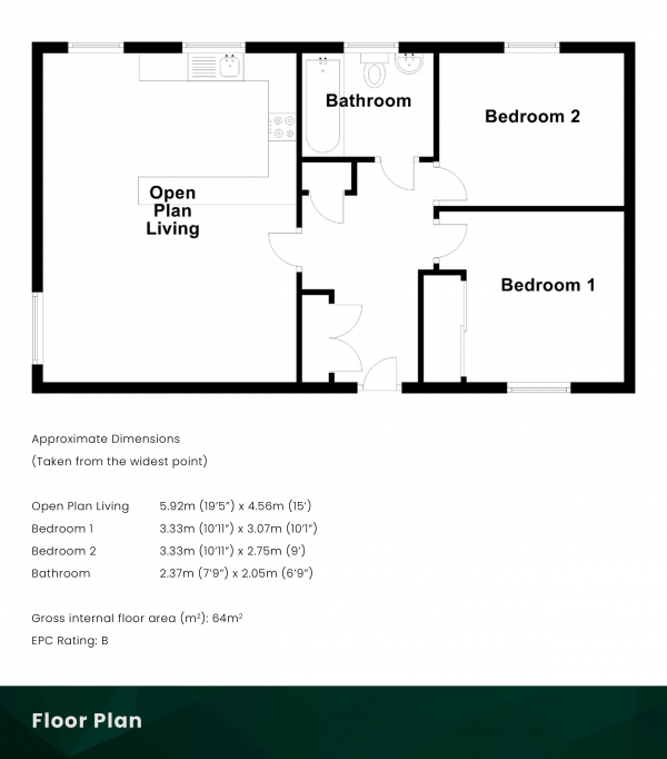 Floor Plan Image for 2 Bedroom Apartment for Sale in Thorny Crook Crescent, Dalkeith, Midlothian, EH22 2RJ