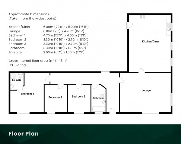 Floor Plan Image for 3 Bedroom Bungalow for Sale in , Dallas, Forres, IV36 2SA