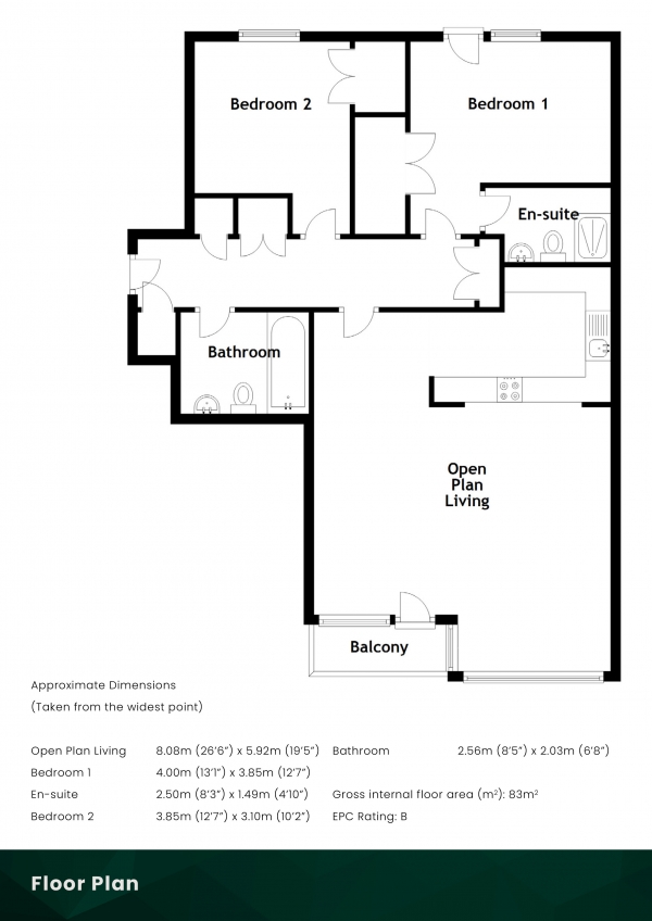 Floor Plan Image for 2 Bedroom Flat for Sale in East Pilton Farm Crescent, Edinburgh, EH5 2GH