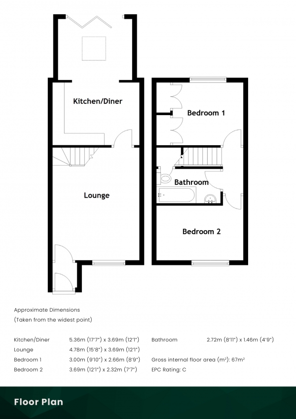 Floor Plan Image for 2 Bedroom Terraced House for Sale in Double Hedges Park, Edinburgh, EH16 6YW