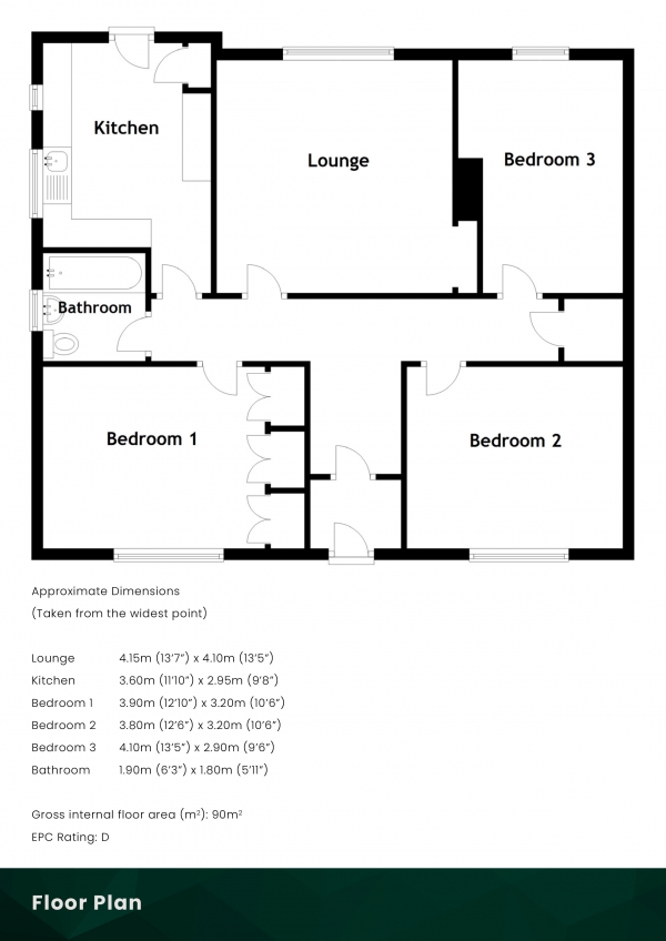 Floor Plan Image for 3 Bedroom Semi-Detached Bungalow for Sale in Braehead Avenue, Ayr, South Ayrshire, KA8 0JY