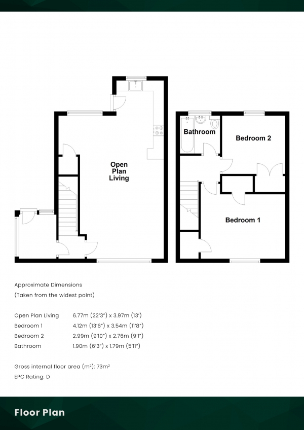 Floor Plan Image for 2 Bedroom End of Terrace House for Sale in Lennymuir, Cammo, Edinburgh, EH12 0AP