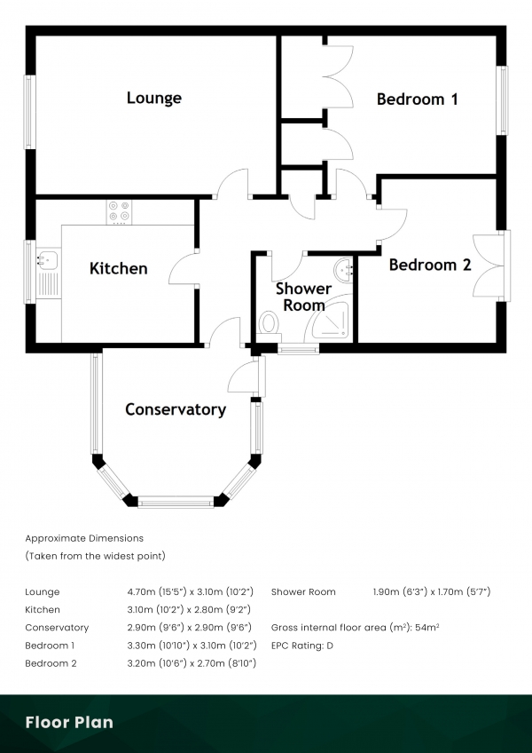 Floor Plan Image for 2 Bedroom Semi-Detached Bungalow for Sale in Old Town, Keith, Moray, AB55 5GP