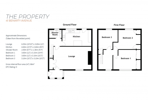 Floor Plan for 3 Bedroom Semi-Detached House for Sale in Benarty Avenue, Lochgelly, Fife, KY5 9EF, KY5, 9EF - Fixed Price &pound97,500