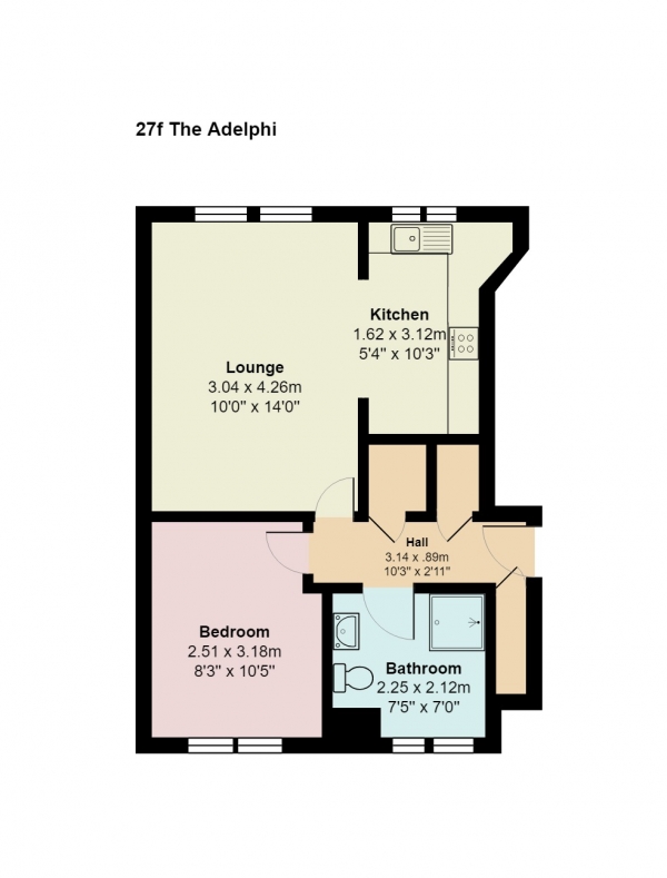 Floor Plan Image for 1 Bedroom Flat for Sale in Adelphi, Aberdeen, AB11 5BL