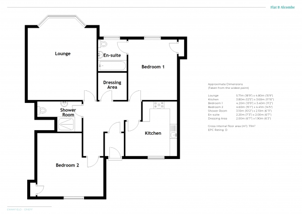 Floor Plan for 2 Bedroom Flat for Sale in Ewanfield, Crieff, PH7 3DA, PH7, 3DA - Offers Over &pound265,000