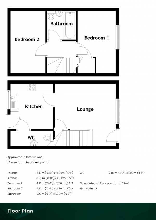 Floor Plan Image for 2 Bedroom Terraced House for Sale in Iain Peter Place, Wormit, Newport-on-Tay, DD6 8EN