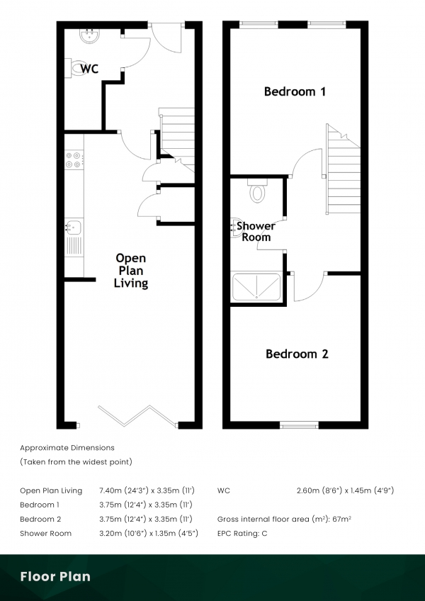 Floor Plan Image for 2 Bedroom Terraced House for Sale in Montgomerie View, Seamill, Chapelton, North Ayrshire, KA23 9FG