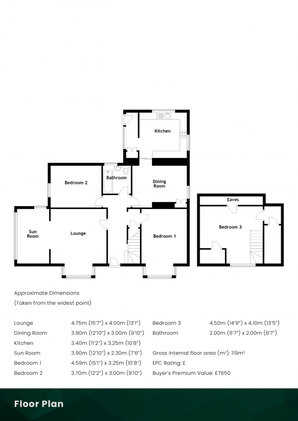 Floor Plan Image for 3 Bedroom Bungalow for Sale in , Kippford, Dalbeattie, DG5 4LL