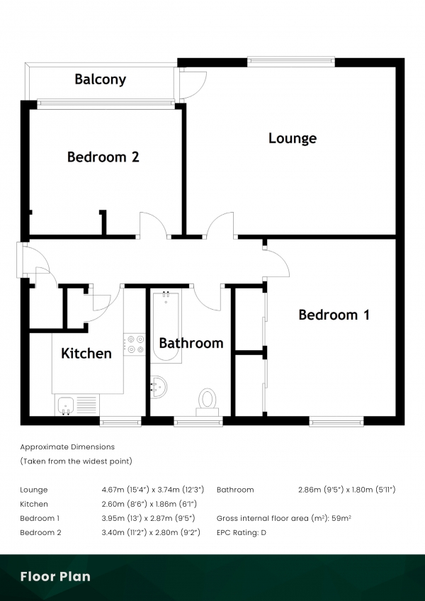 Floor Plan Image for 2 Bedroom Flat for Sale in Falcon Road West, Morningside, Edinburgh, EH10 4AQ