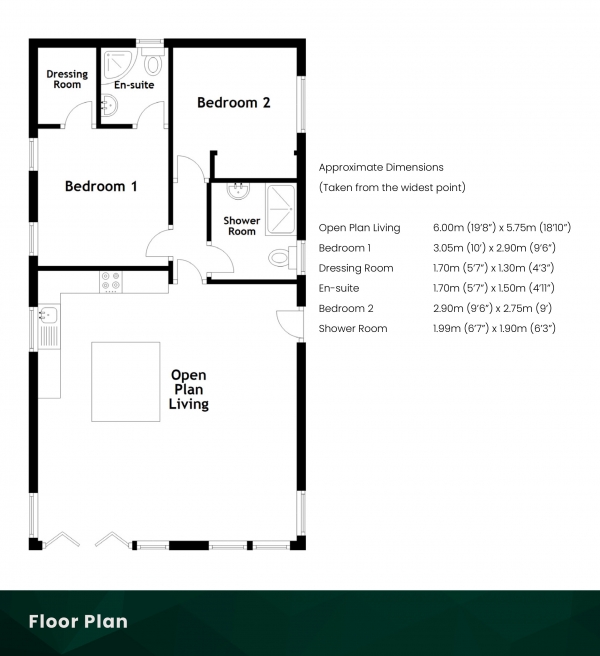 Floor Plan Image for 2 Bedroom Lodge for Sale in Glendevon Park, Glendevon, Dollar, FK14 7JY