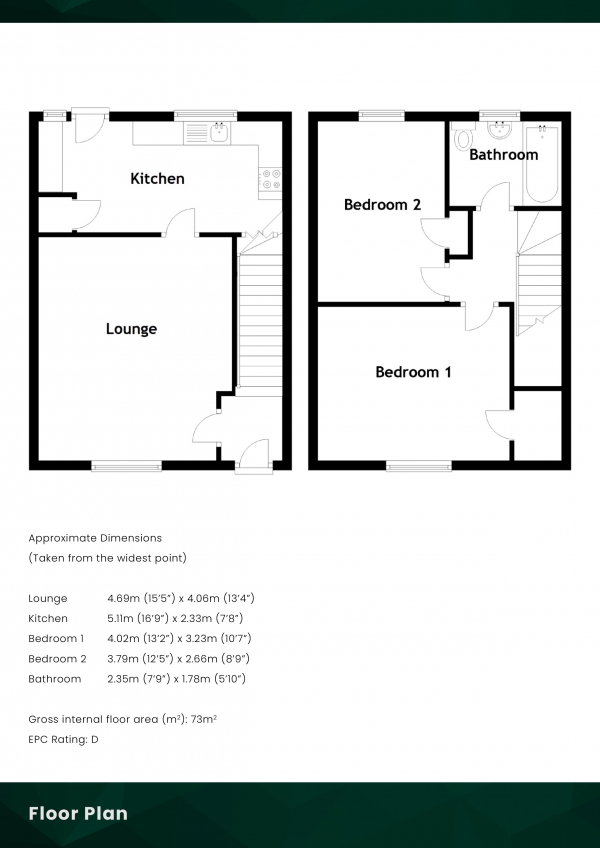 Floor Plan Image for 2 Bedroom Semi-Detached House for Sale in Polwarth Crescent, Prestonpans, East Lothian, EH32 9PW