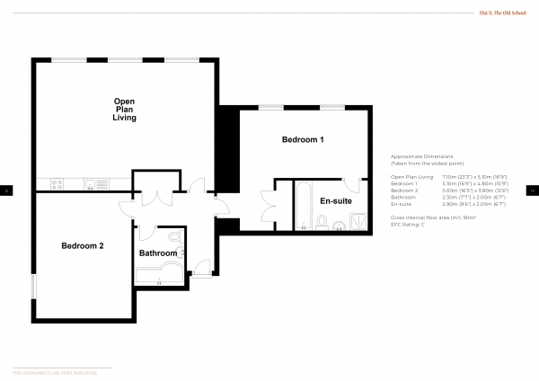 Floor Plan Image for 2 Bedroom Apartment for Sale in The Highland Club St. Benedicts Abbey, Fort Augustus, Highland, PH32 4BJ