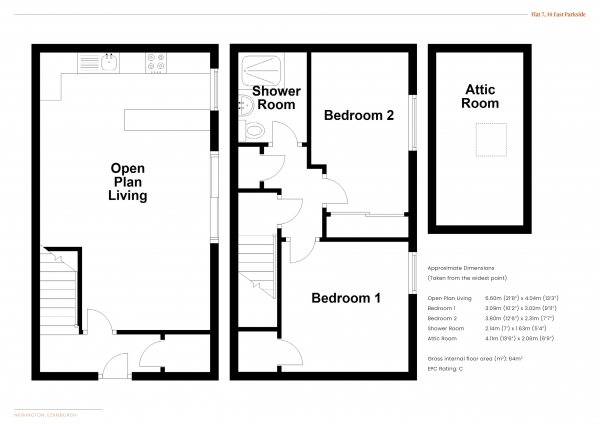 Floor Plan Image for 2 Bedroom Flat for Sale in East Parkside, Newington, Edinburgh, EH16 5XL