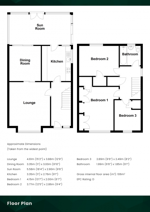 Floor Plan Image for 3 Bedroom Detached House for Sale in Rullion Road, Penicuik, EH26 9JF