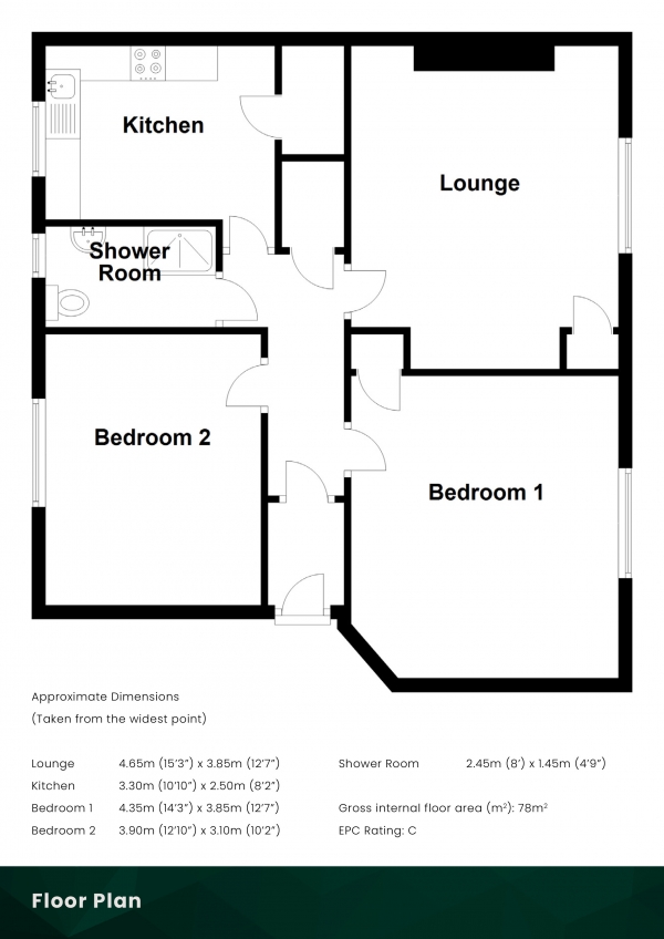 Floor Plan Image for 2 Bedroom Villa for Sale in Links Street, Kirkcaldy, Fife, KY1 1SG