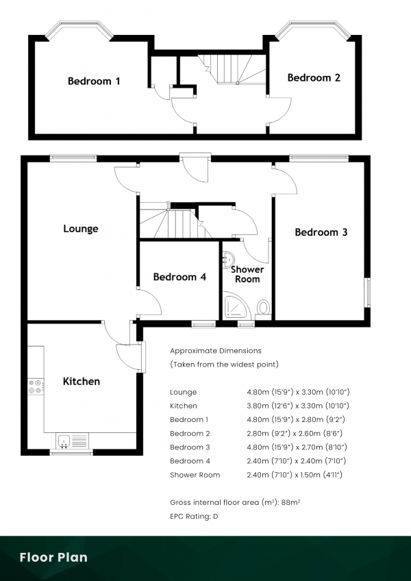 Floor Plan Image for 3 Bedroom Semi-detached Villa for Sale in Queen Street, Dunshalt, Fife, KY14 7HD