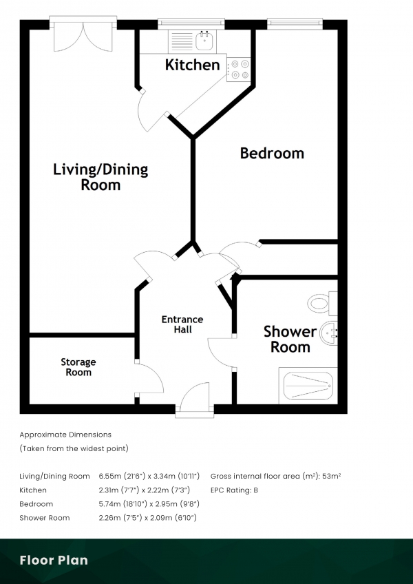 Floor Plan Image for 1 Bedroom Retirement Property for Sale in Balcarres Street, Morningside, Edinburgh, EH10 5JD