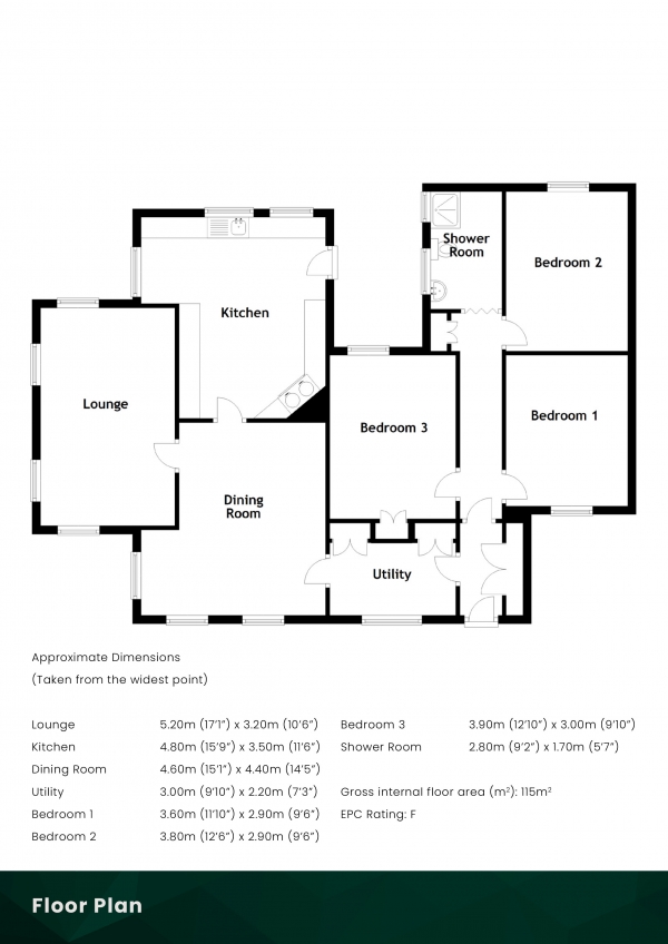 Floor Plan Image for 3 Bedroom Bungalow for Sale in Reiff, Achiltibuie, Ullapool, IV26 2YS