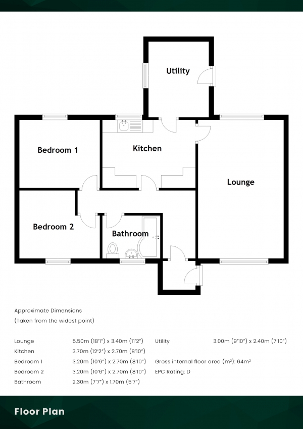 Floor Plan Image for 2 Bedroom Cottage for Sale in Balallan, Isle of Lewis, HS2 9PT