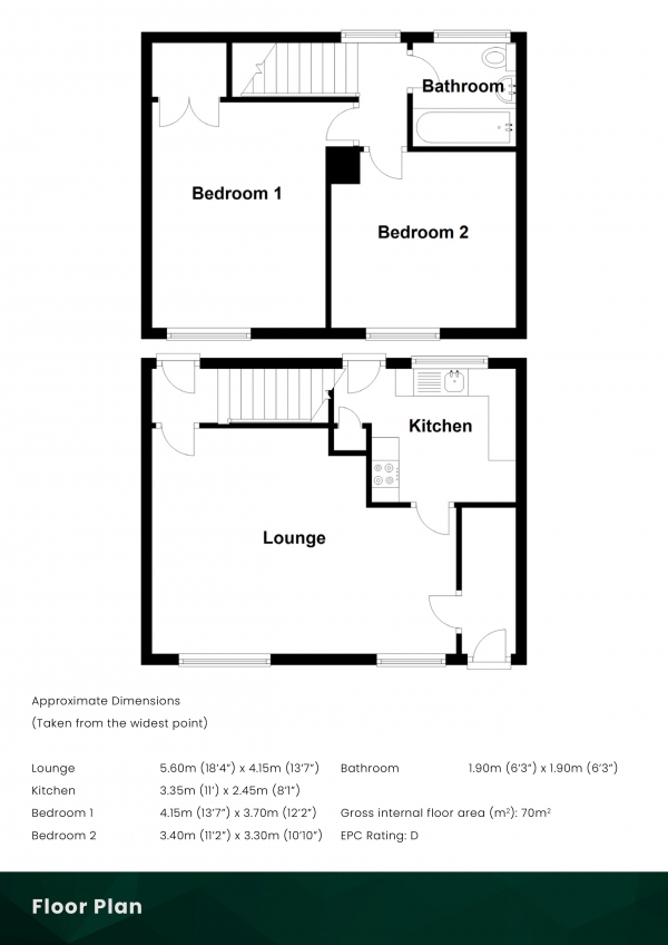 Floor Plan Image for 2 Bedroom Semi-Detached House for Sale in Skye Road, Dunfermline, Fife, KY11 4DR