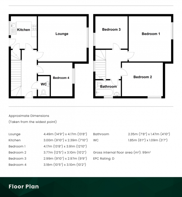 Floor Plan Image for 4 Bedroom Semi-Detached House for Sale in Glenmavis Drive, Bathgate, West Lothian, EH48 4BZ