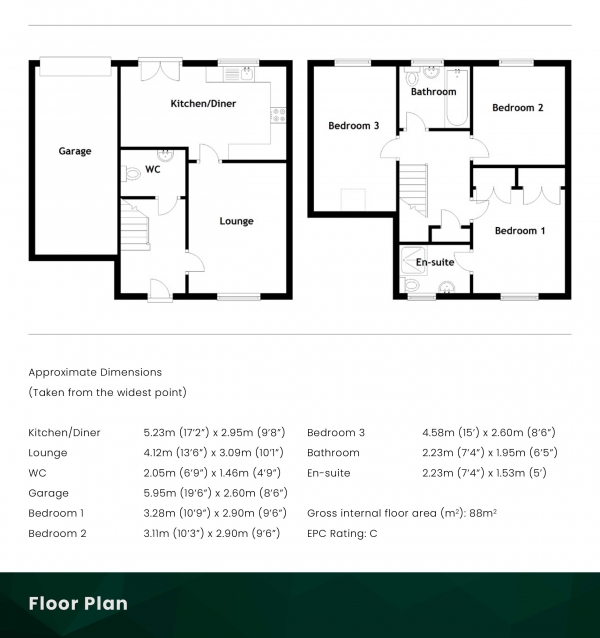 Floor Plan Image for 3 Bedroom Semi-Detached House for Sale in Nethershiel Road, East Calder, West Lothian, EH53 0GU